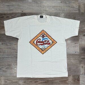 Vintage Best Fruit Of The Loom Coca Cola Print Single Stitch T-Shirt Size L USA